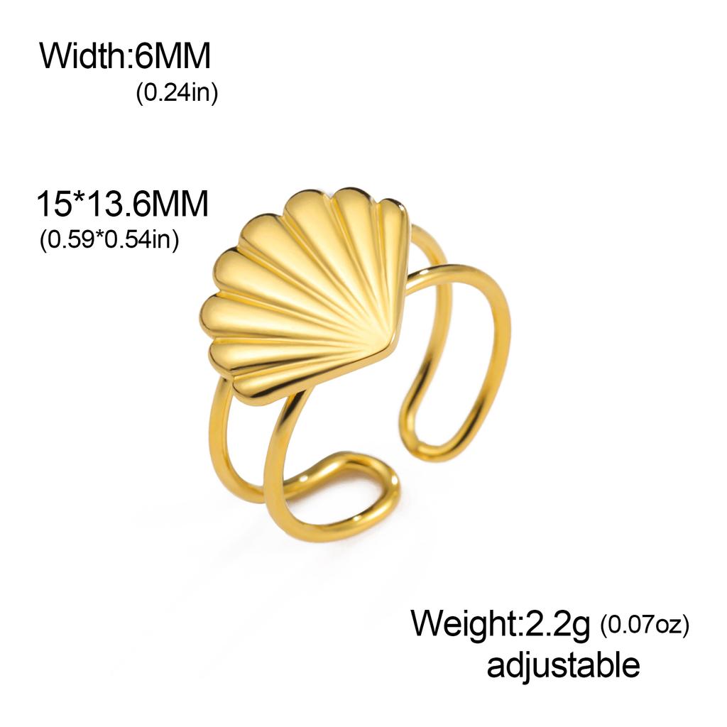 Verstellbare Muschel Seestern Ringe für Damen Edelstahl Sommer Strand Schmuck Gold Farbe Offene Fingerringe 2026 Trendig
