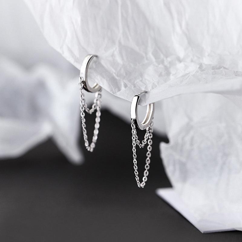 Damen Quasten Kreis Ohr Manschetten: Einzigartige, trendige doppellagige Kettchen-Ohrringe
