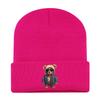European and American New Autumn and Winter Hats, Women's Bear Printed Knitted Hats, Sleeves, Outdoor Warm Wool Hats, Men