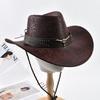 Ethnic Style Western Cowboy Hat Vintage Faux Leather Big-edge Jazz Hats Outdoor Travel Knight Hats
