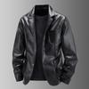 Lapel new men's leather jacket spring and autumn three-dimensional pocket teen trendy men's casual versatile leather jacket