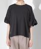 Nano Universe Floral Lace Top with Balloon Size F Women's Sleeves, Black, 010, 673-5124314