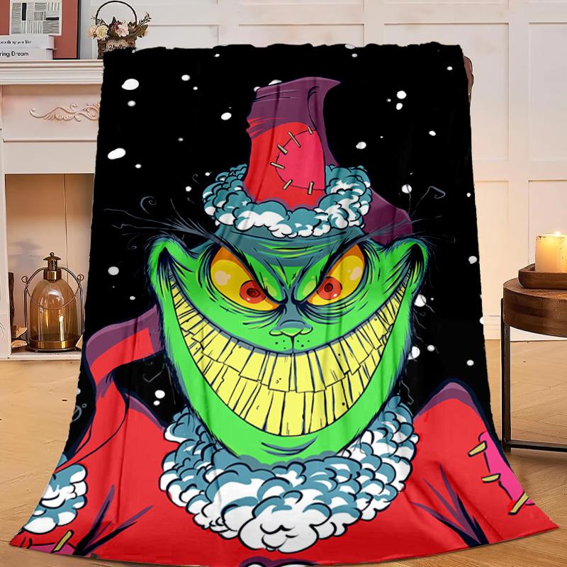 1PC Green monster Christmas Spirit Flannel Blanket Gift, Suitable for Both Men And Women, Soft Ideal for Beds And Sofa, Birthday Or Christmas Gift