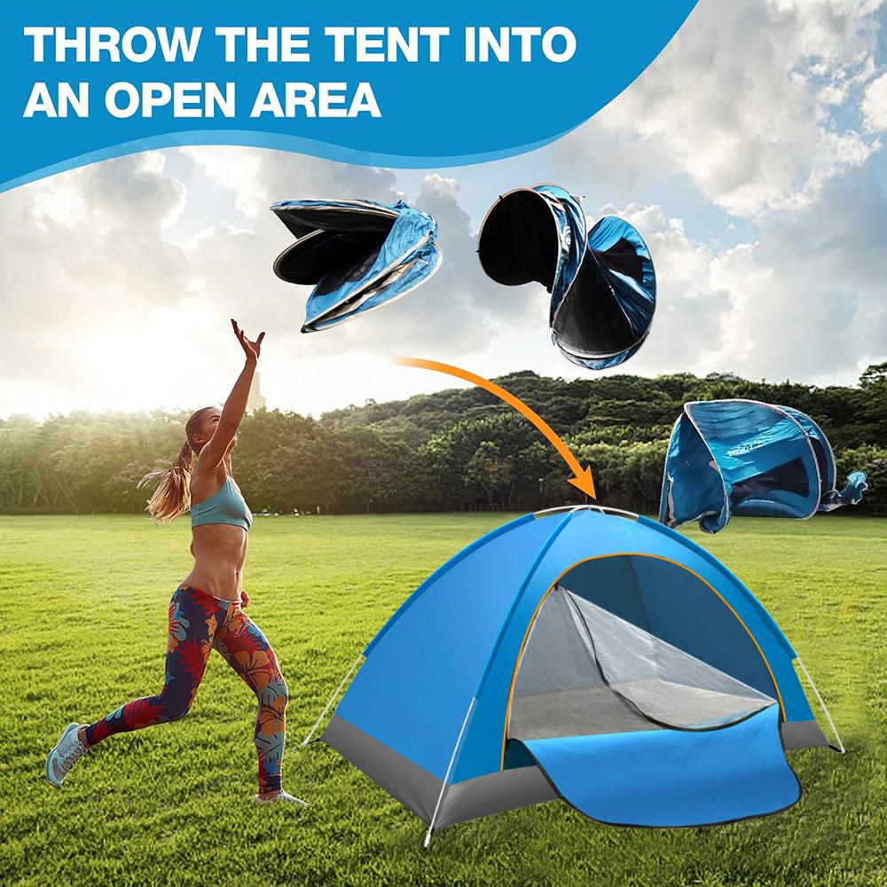 Outdoor Folding Tent Fully Automatic Quick Opening Tent, 1-2 Person Self Driving Camping Tent Cozy Rain Proof Sun Proof Portable