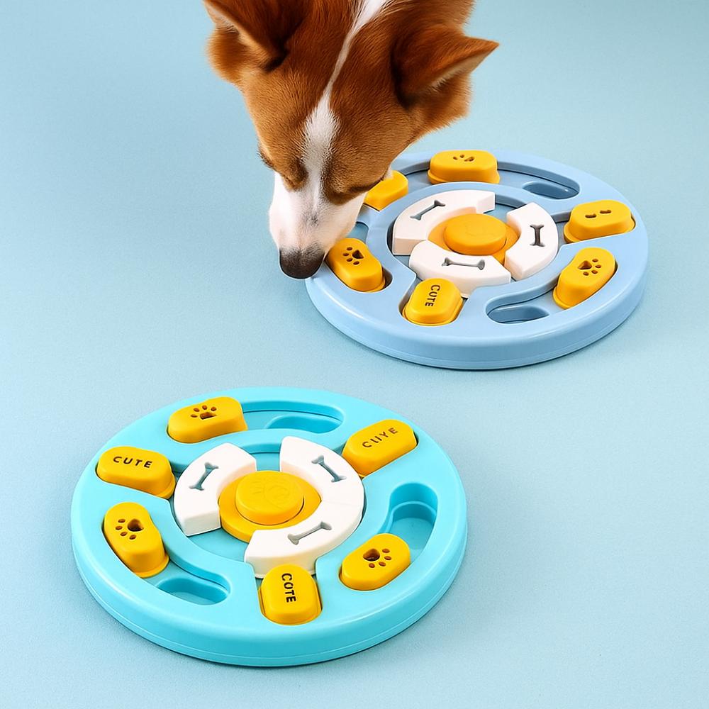 Interactive Dog Puzzle Toy Rotating Pet Leakage Tray Funny Pet Slow Food Bowl Sniffing Hiding Food