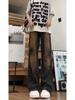 American street washed old jeans men's spring and autumn straight loose European and American high street vibe style long pants