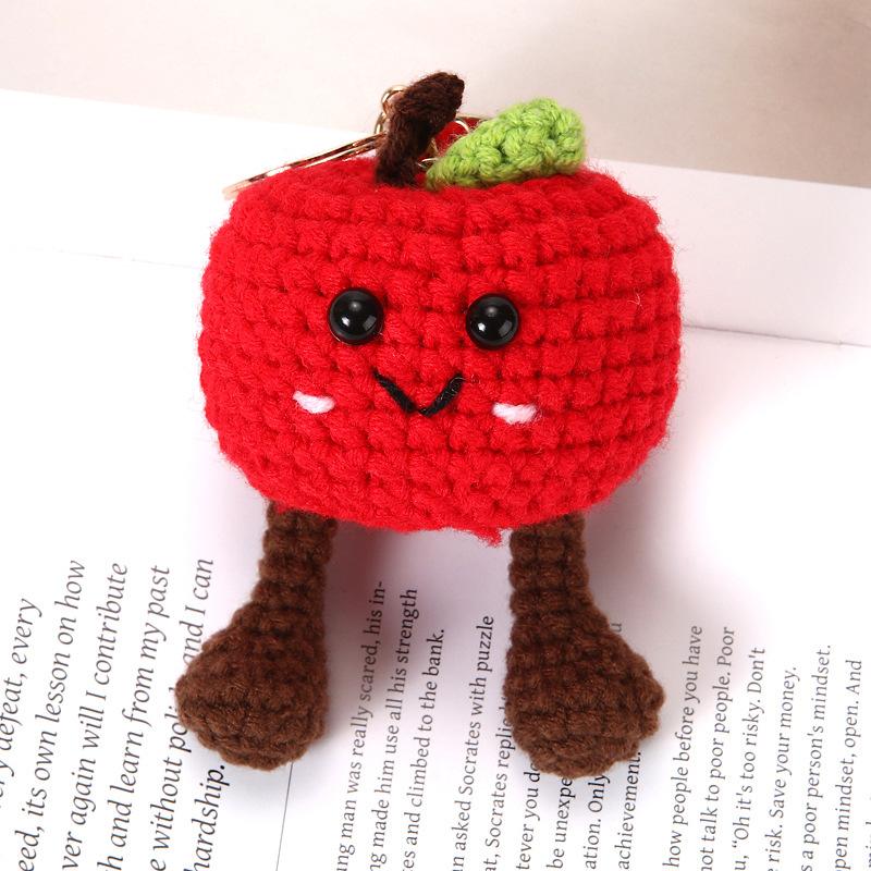 Funny Bread Doll Series Crochet Keychain Handmaking Crochet Hamburger Keyrings Creative Knitted Doll Gifts Knitting Keyrings
