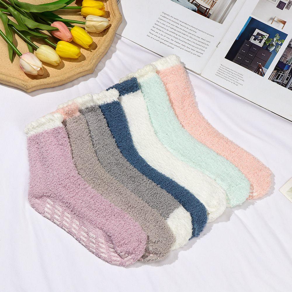 Lovely Women Winter Cold Protection Coral Fleece Socks Plush Socks Mid Socks
