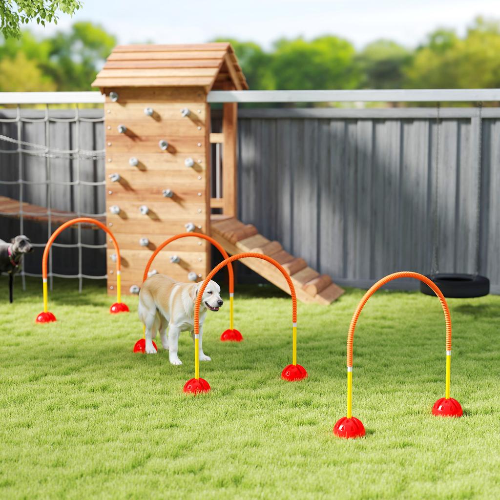 4-Piece Dog Agility Training Equipment with 4 Adjustable Width Doors, Bag, for Garden, Orange