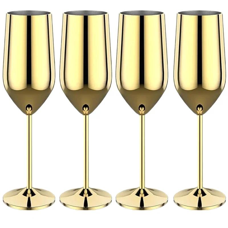 4Pcs Stainless steel wine glasses unbreakable metal cocktail glasses 220ml for drinking cocktails and wine in the at bar Cup