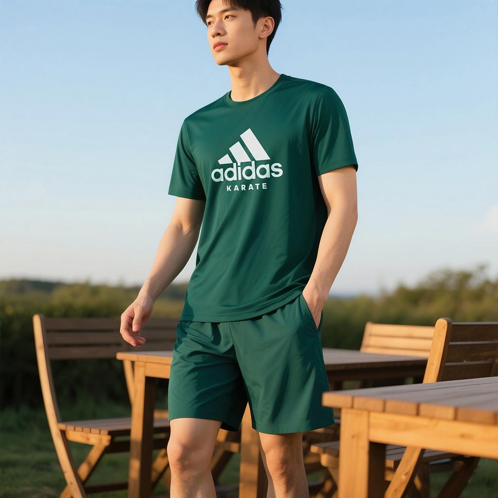 adidas T Shirts Unisex Green Crew Neck Moderate Straight Fit ADICTKP-GRW
