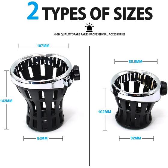 Motorcycle Handlebar Drink Cup Holder Plated And Rubber Chrome/Black Mount For Harley Davidson Passenger Water Bottle Holder With Mesh Basket For