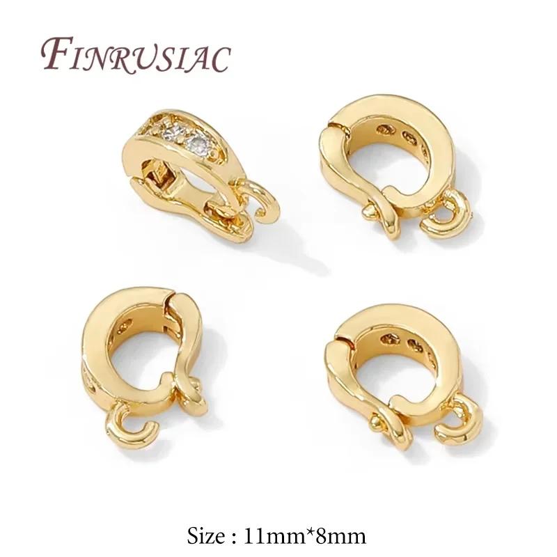 18K Gold Plated Enhancer Bail Clasp,D Shape Openable Pendant Connector For Jewelry Making Findings DIY Bracelet Accessories
