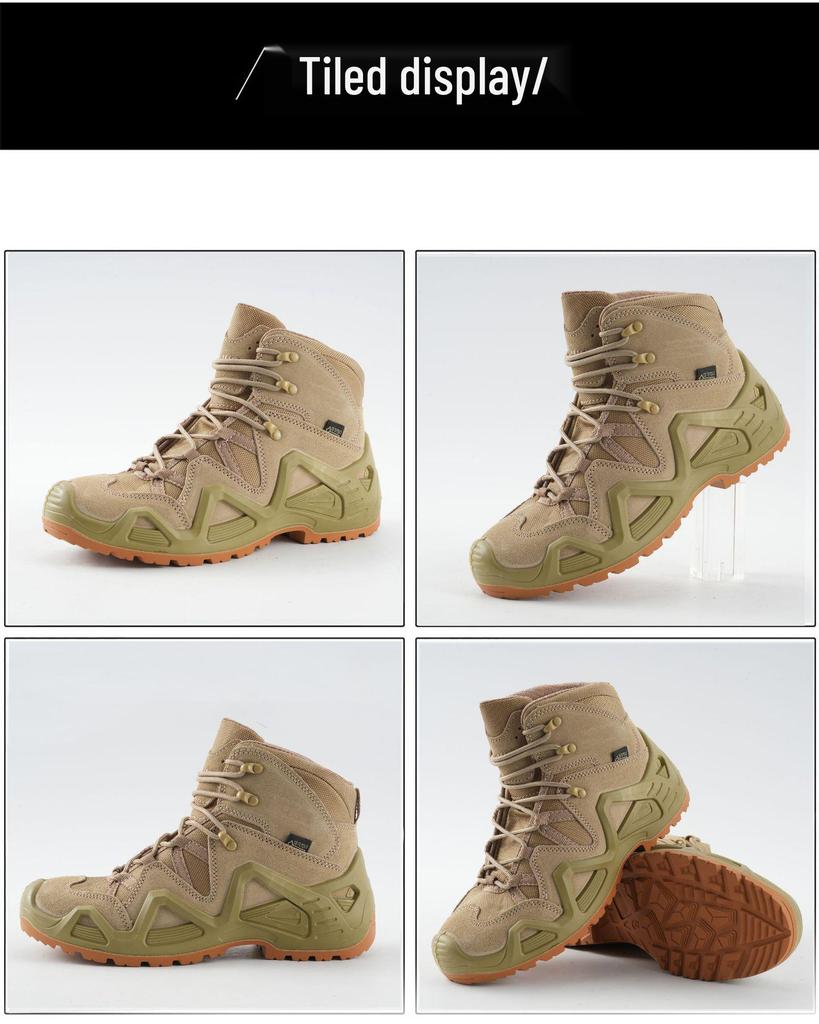 Men's Four-Season Hiking Combat Boots - Non-Slip, Water-Repellent Outdoor Shoes