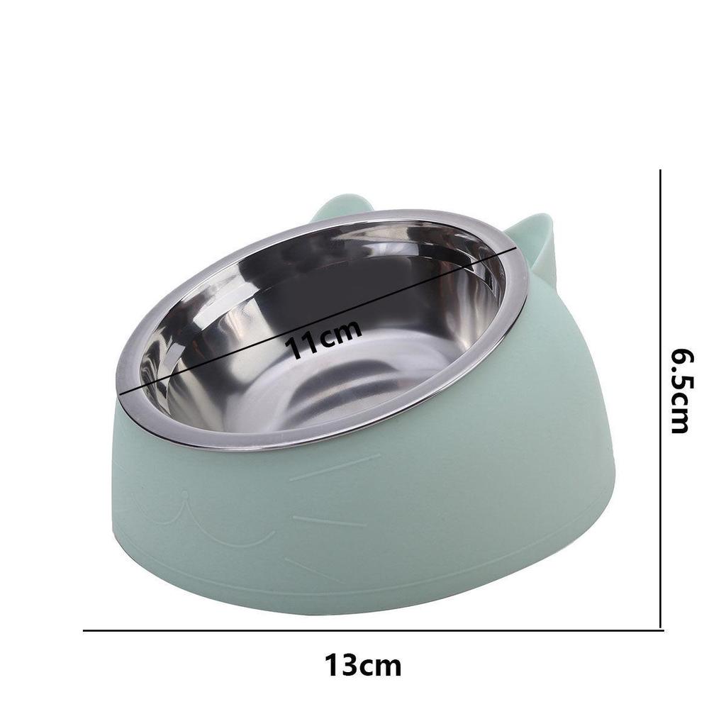 Popular Slanted Stainless Steel Pet Bowl - Detachable, Washable, Anti-Spill Design for Cats & Dogs.