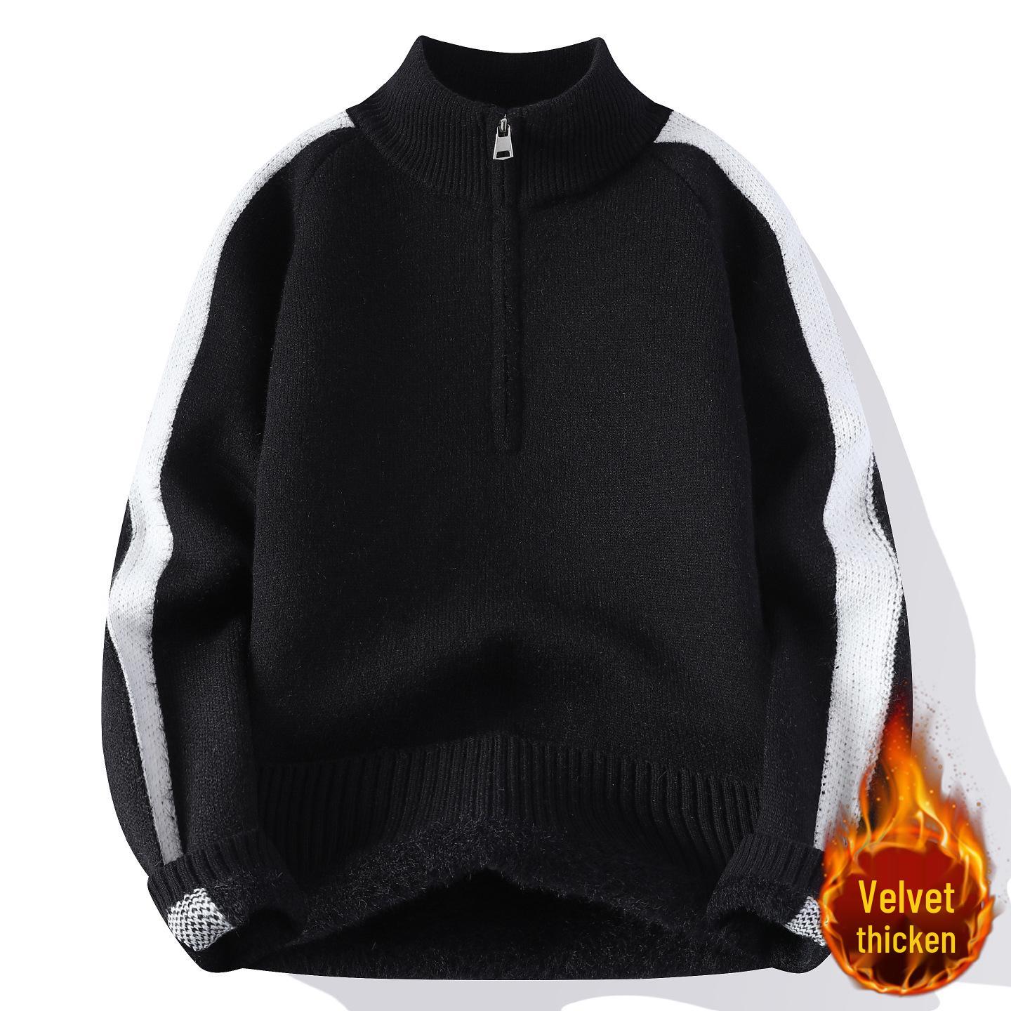 

Men s College Style Woolen Half-Zip Fleece Sweater for Autumn/Winter Warmth XL for 65-72.5kg