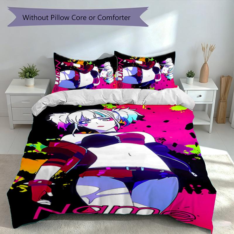 3pcs Custom Name Harley Quinn and the Joker Set,Includes 1 Duvet Cover and 2 Pillowcases,All-season Bedroom Decor
