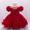 Baby Girls Princess Tulle Dress Puff Sleeve Formal Gown Pageant Wedding Party