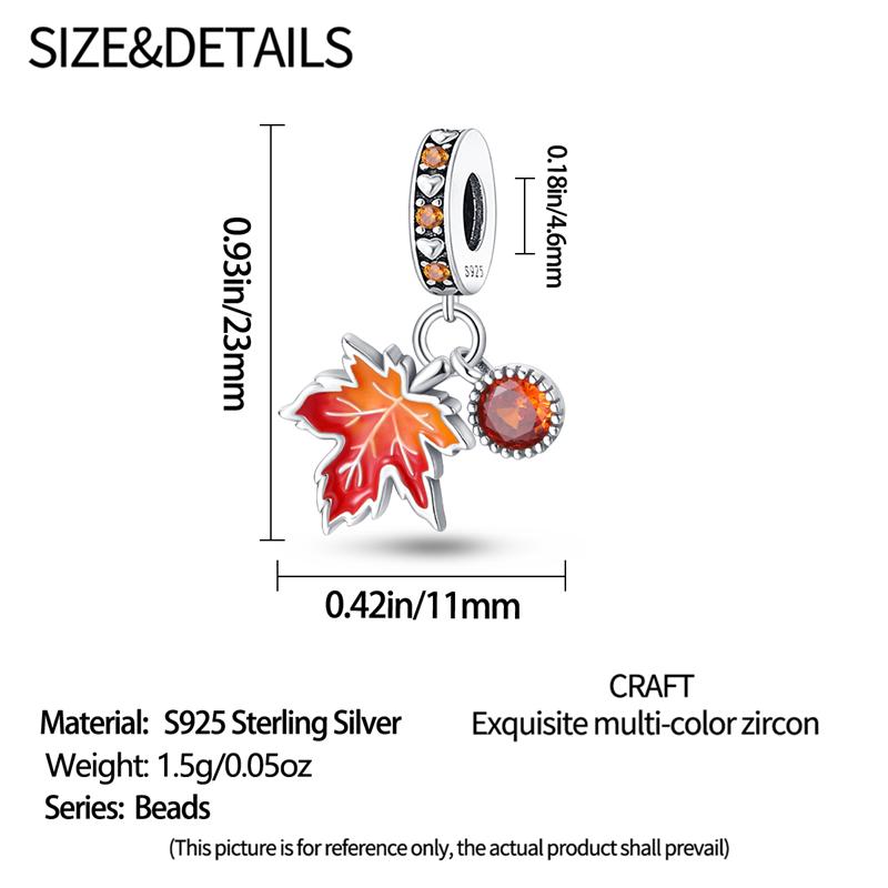 Stering Copper Maple Leaf Chinese Restaurant Charms Beads Pendant Fit Bracelet Diy For Women Jewelry