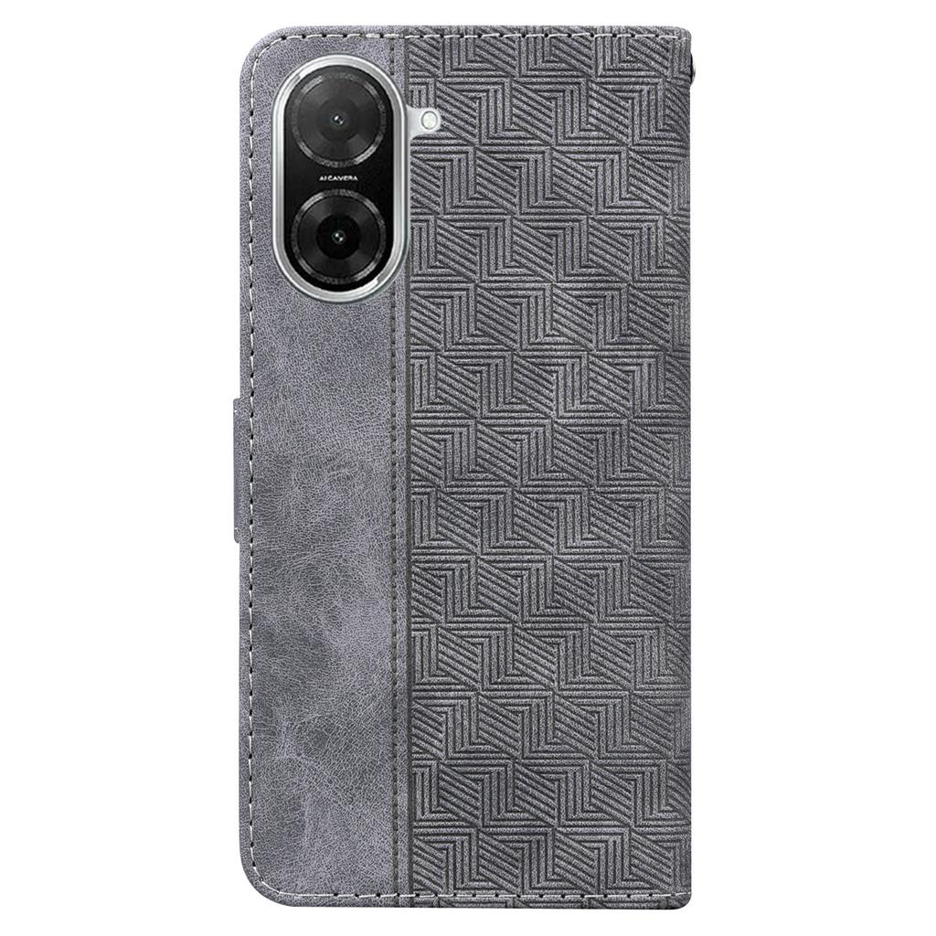 For Xiaomi Redmi A5 4G (171.7mm)/Poco C71 4G Case Geometry Pattern Leather Wallet Phone Cover with Wrist Strap
