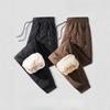 Men's Fleece Lined Pants Thickened Casual Sports Long Pants Loose Straight Leg Plus Size Warm Cotton Pants