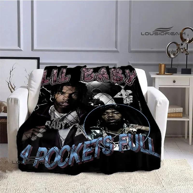 Hip -hop Singer Lil Baby Printing Blanket Picnic Blanket Warm Flannel Blankets Bed Linings Blankets for Beds Birthday Gift