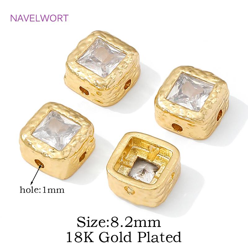 

Beads Separators 18K Gold Plated Square Spacer Beads,Inlaid Zircon Loose Beads,Separators For Beads,DIY Bracelets Accessories 2 Pieces