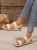 Women's Elastic Band Flat Shoes - 2023 Summer Outdoor Roman Sandals, Imitation Straw Linen Design