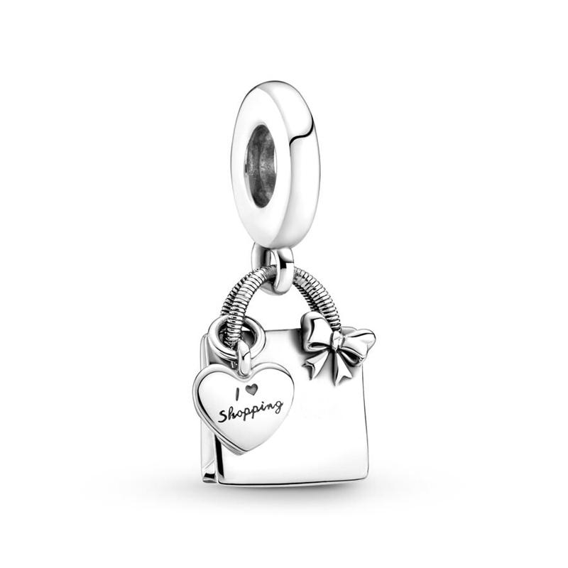 NEW Fit Silver Europeans Bracelet DlY Women Jewelry Gift Pink Travel Purple Backpack Charm Shopping Bag Dangle Bead