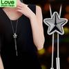Minimalist Simple Stylish Jewelry Crystal Stone Star Tassel Long Necklaces Pendants Women Colar Latest Modish Korean Sweater Pendant Necklace Dress