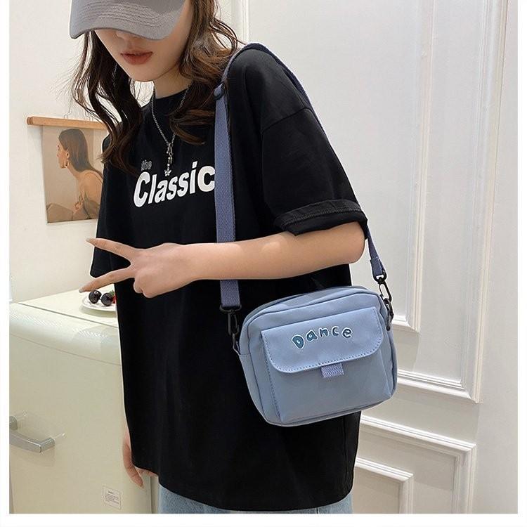 Adorable Simple Nylon Crossbody Bag For Girls In Black Pink Cream Blue Green