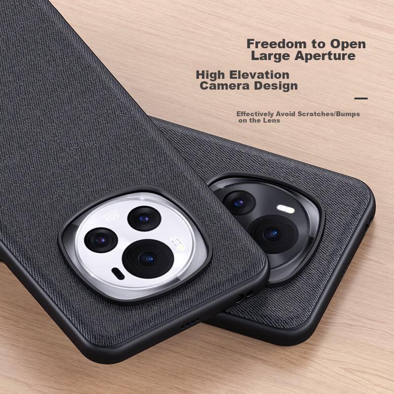 Phone Case for Honor Magic 6, Full Protection Shockproof Cover with Soft Edges, Simple Fabric Texture, Matte Style, Personalized, ES-19 Deep Black
