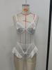 Ruo Lan Butterfly Mesh Crotchless Lingerie Bodysuit with Pearl Detail