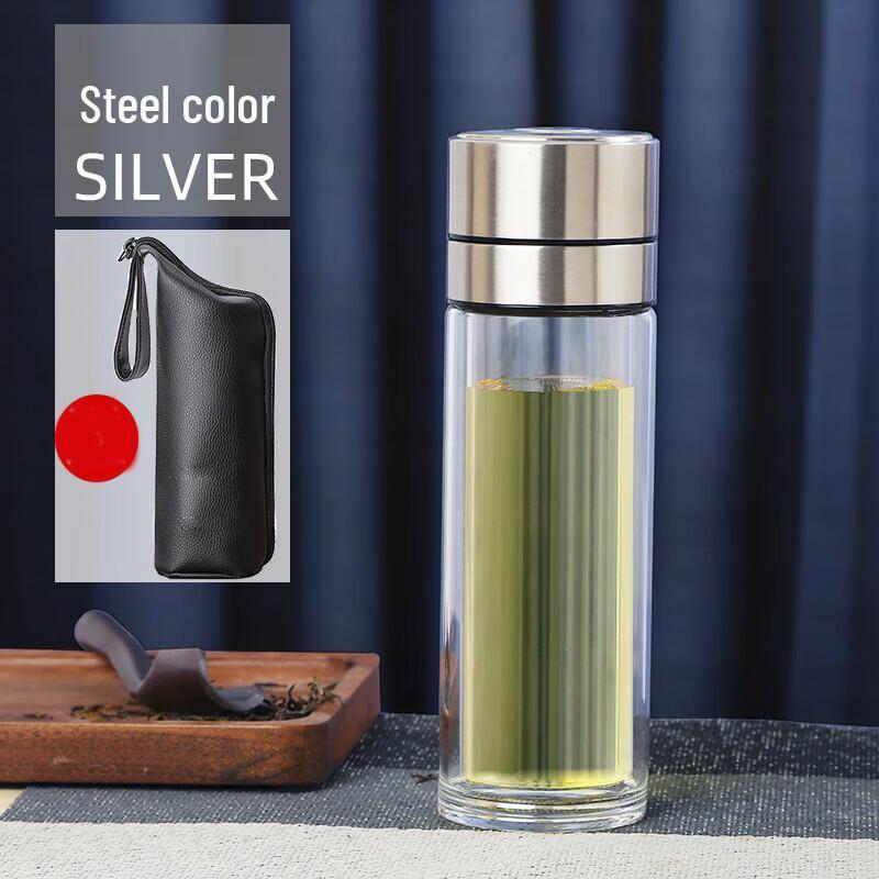 SX One-Hand Quick Open Double-Layer Glass Tea Infuser Bottle