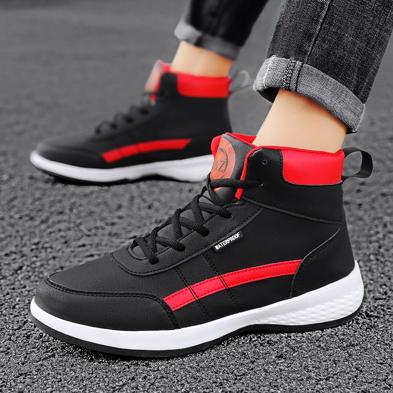 High top board shoes men's shoes 2025 new thick soles increase daddy shoes youth leather non-slip sports shoes