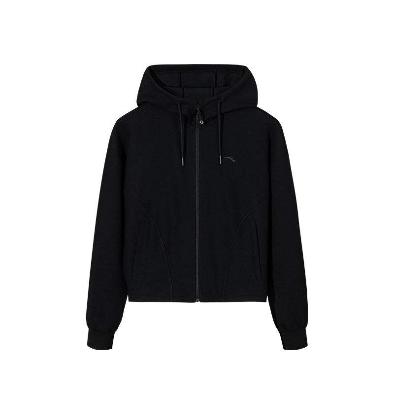 Anta Training Series Solid Color Zip-Up Hooded Loose Versatile Jacket Women Jacket 962537701-5