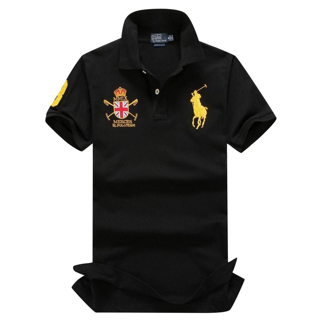 Sommer Casual herren Kurzarm Paul Revers Bestickt Malaysia Krone Übergroßen Hemd Kurzarm