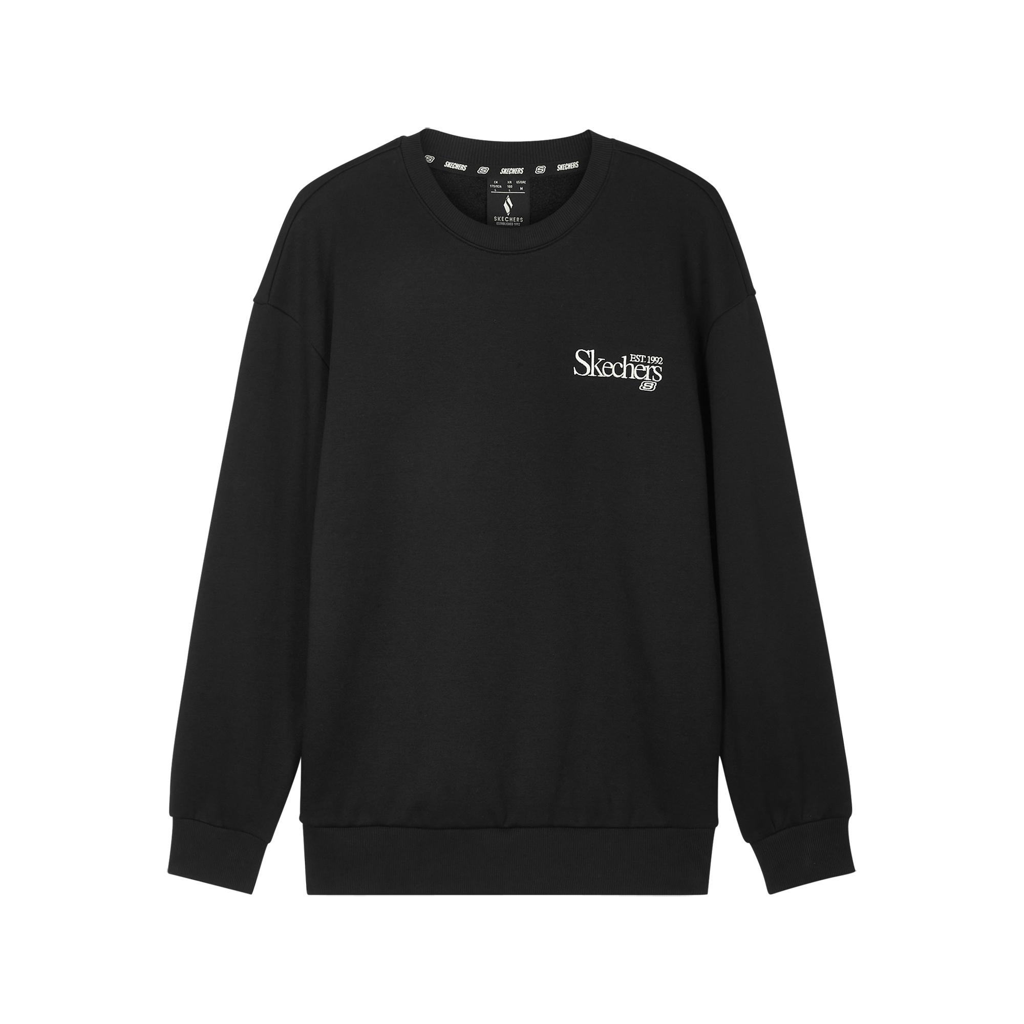 Skechers Simple College Knitted Embroidered Pullover Sweatshirt Unisex Sweatshirt Black L324U106-0018 S