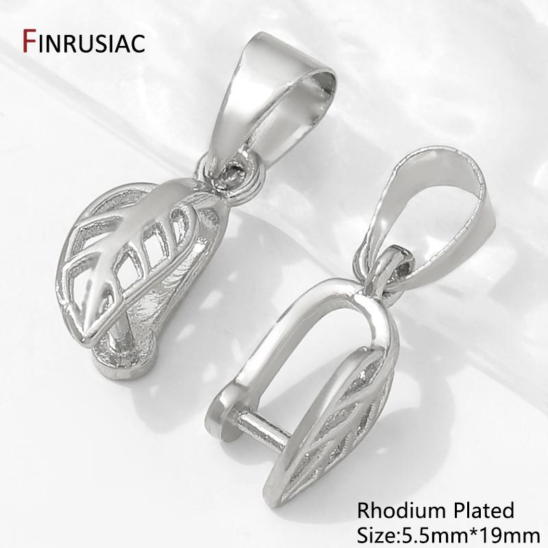 14/18K Gold Plated Brass Pendant Bails Clasps,Bailes For Jewelry,Leaf Shape Pendant Holder Bail For DIY Jewelry Making Findings