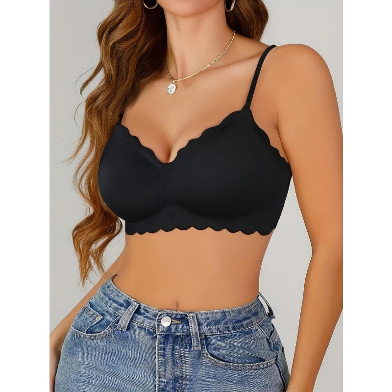 Women Seamless Invisible Thin Wireless Comfortable Push Up Sleep Bra With Thin Straps