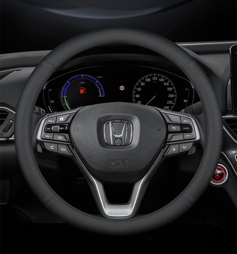 Honda Genuine Leather Steering Wheel Cover: Fits Accord, Civic, CRV, Haoying, Binzhi, XRV, Ultra-thin, Anti-slip.