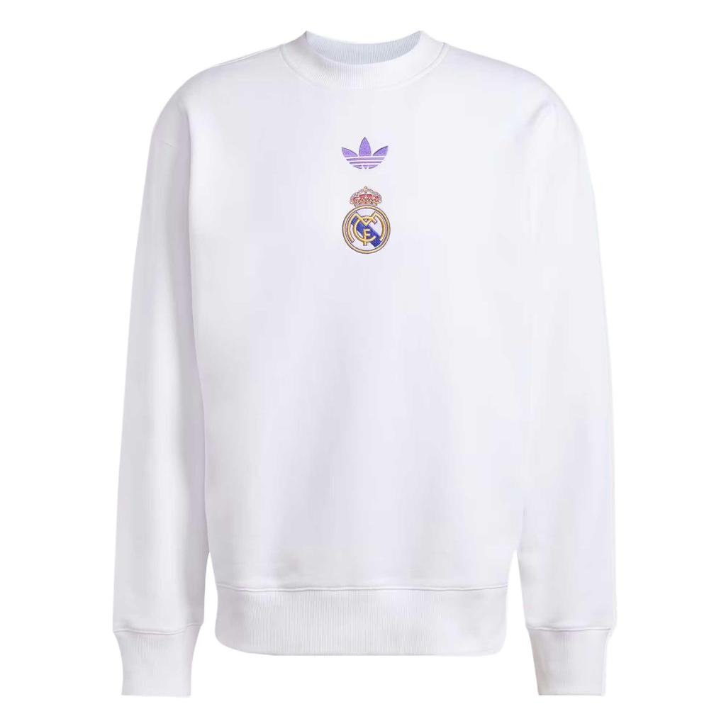 Adidas Originals Real Madrid Lfstlr Crew Sweatshirt Comfortable Skin-Friendly Round Neck Sweatshirt Men Sweatshirt White KC7789