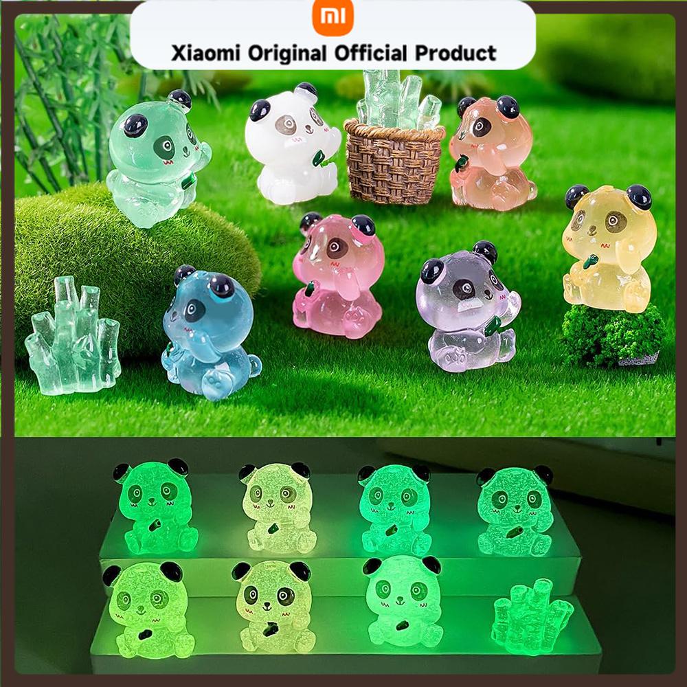 Xiaomi 7/14/21Pcs Luminous Mini Resin Panda Figurines Glow in The Dark Panda Animal Miniature for Landscape Garden Home Decor