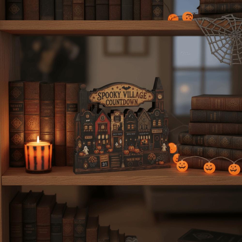 Multi-layer Wooden Haunted House Vintage Finish Rustic Autumn Ornament Interior Designer