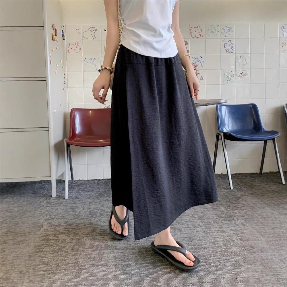 Large Size Women's Clothing Thin Sunscreen Culottes Women High Waist Split Legs Thick and Thin Eightnine Point Pants Skirt