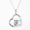 Koala Mother with Child Real Zircon Heart Pendant in Sterling Silver Mothers Day Gift