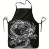 1pc, Mysterious Oriental Dragon Theme Pattern Printed Apron, Kitchen and Dining Apron, Suitable for Cooking, Baking, Grilling, a