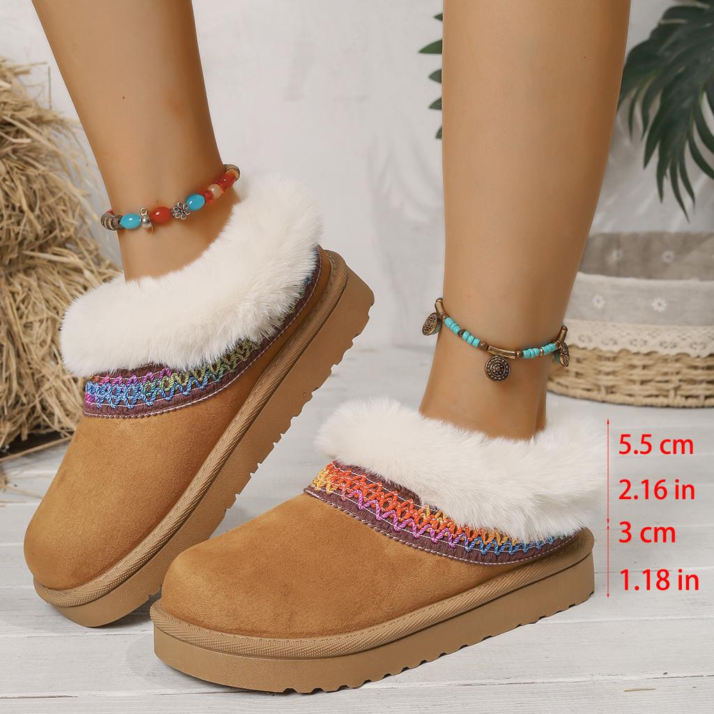 New Thick Soled Snow Boots for Winter, with Increased Height and Plush Insulation. Half Dragged Cotton Shoes with Thickened Plush Slippers