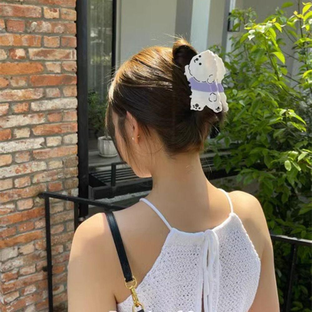 

Заколки для волос с буквами, геометрические Тедди, женские заколки для волос, щенок, собака, ацетат, собачья шерсть, коготь, корейский зажим в виде акулы