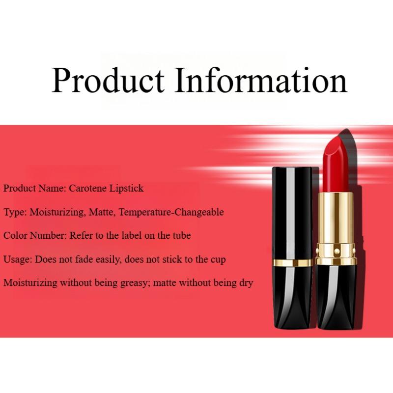 1PC Carotene Lipstick Moisturizing, Not Easy To Fade and Dip Into the Cup, Warm Color Lipstick Makeup Lipstick